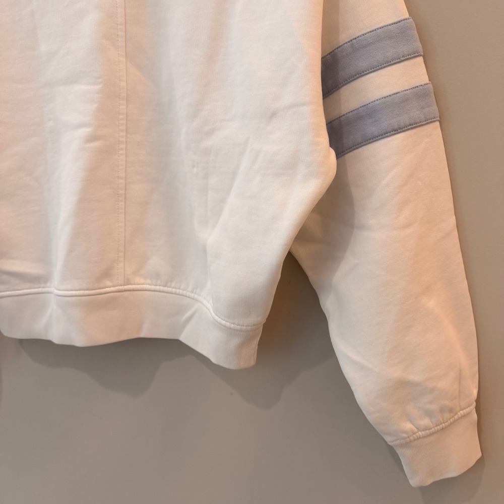 Madewell Sweatshirt Crewneck Varsity Stripe Oversized White Blue NY284 XXS NWT - Picture 10 of 14